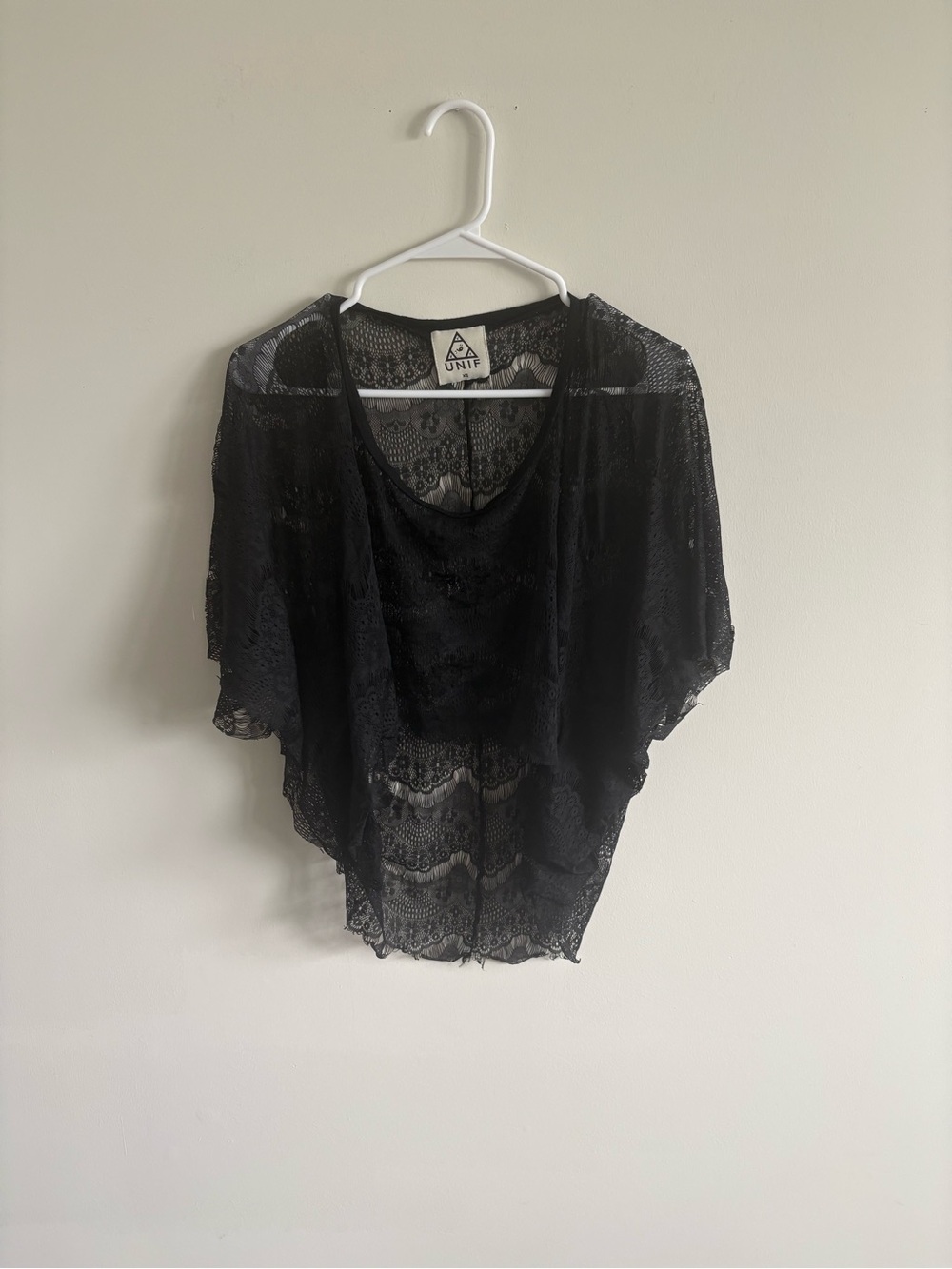 UNIF Black Lace Sheer Top